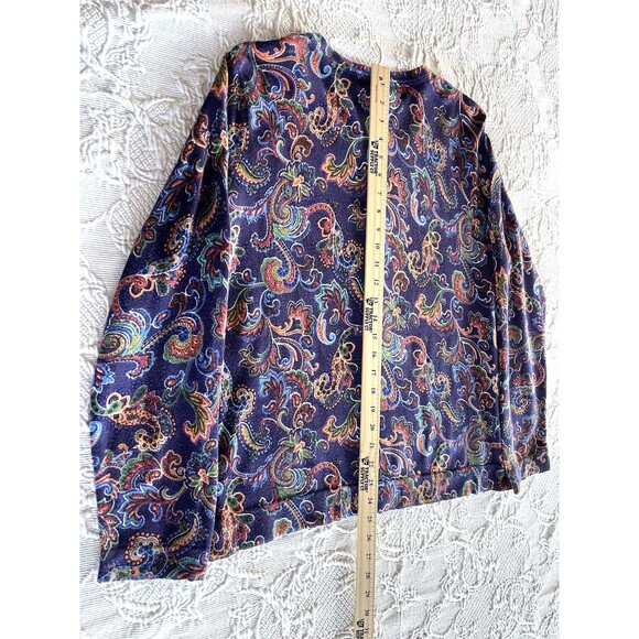 Orvis Purple Multicolor Paisley Cardigan 100% Cotton RN# 70534 Ladies Large - Picture 4 of 10